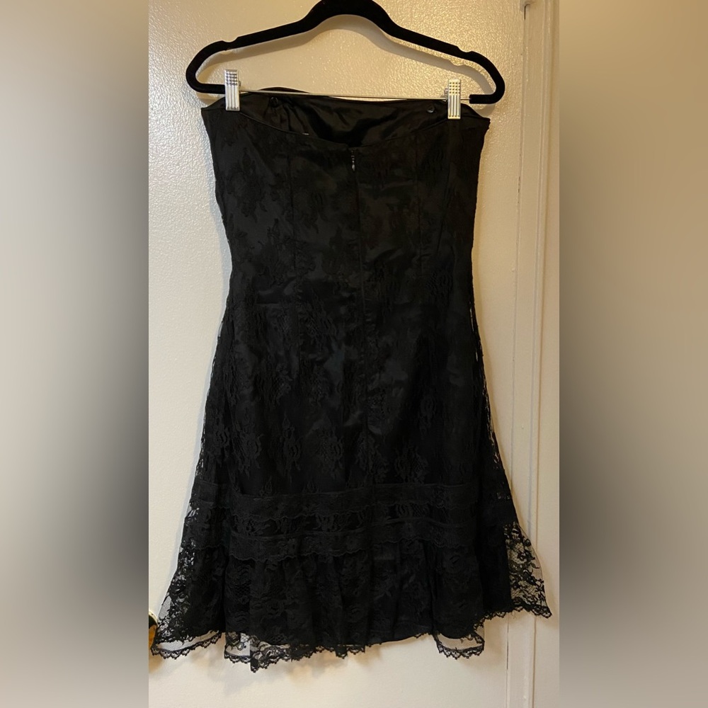 Jessica McClintock black Sheer gothic Lace strapless dress Size 7 - Picture 4 of 10